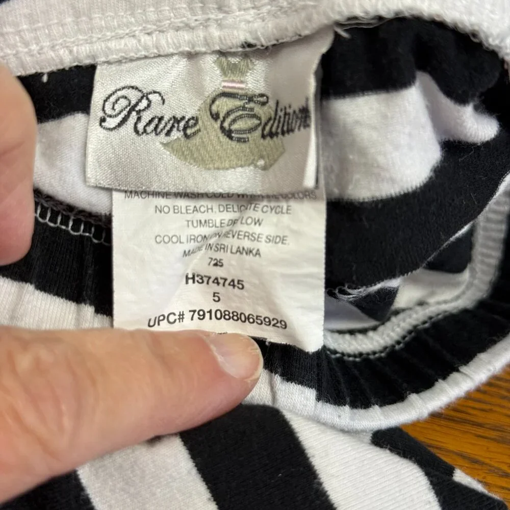 Rare Editions‎ Girls Leggings Bundle Size 5 Black White Stripe Moose Ruffle Hem
